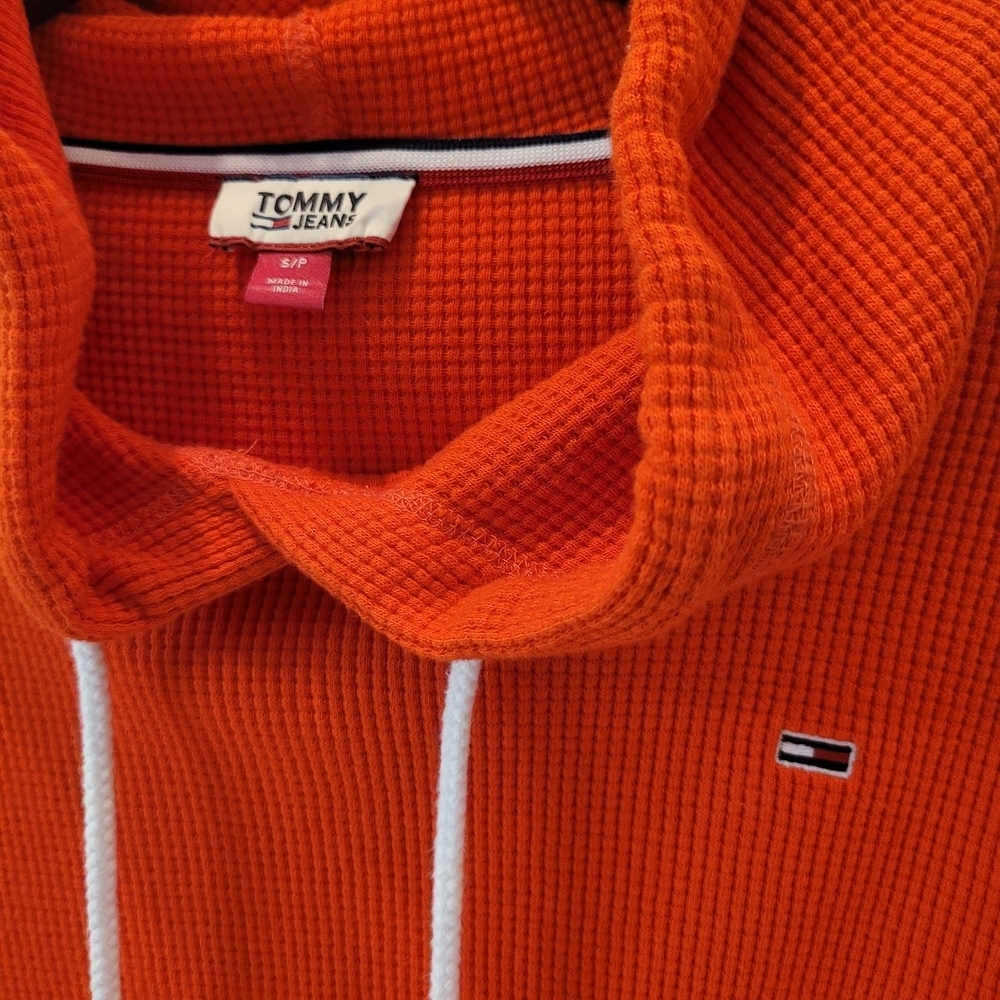 Tommy Hilfiger Orange Hooded Sweater Size S Cotton 100% - Picture 3 of 14